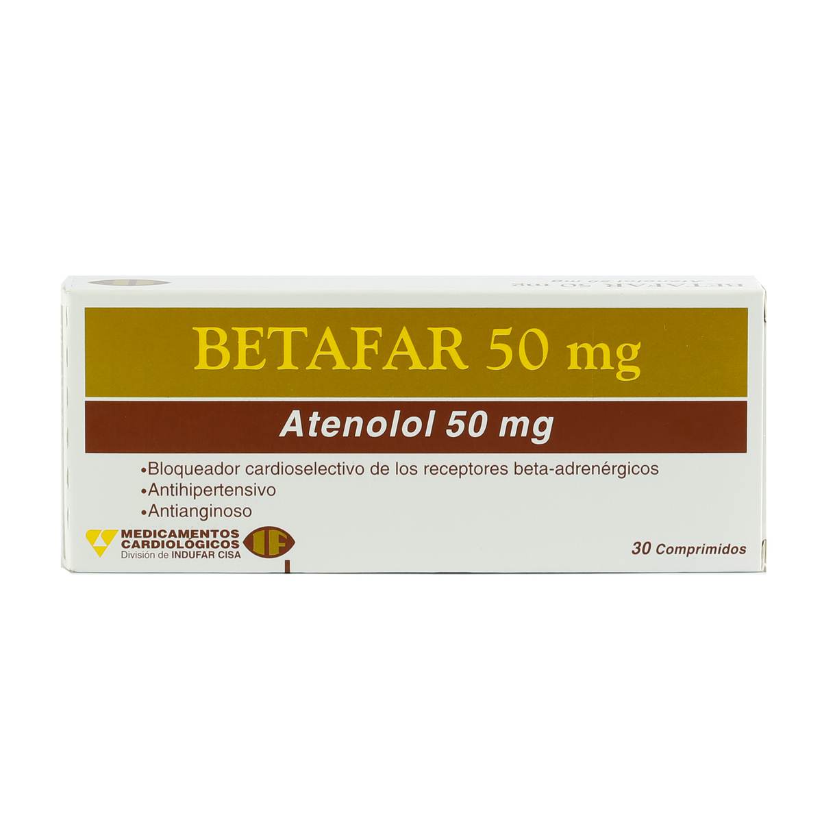 Betafar 50 mg Atenolol 50 mg - Caja de 30 comprimidos