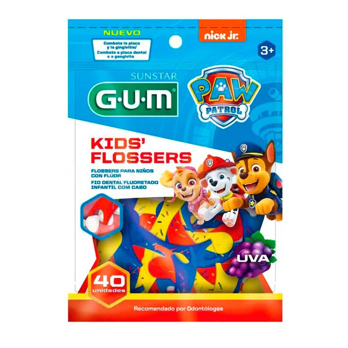 Gum paw patrol kids flossers hilo dental x40 unidades