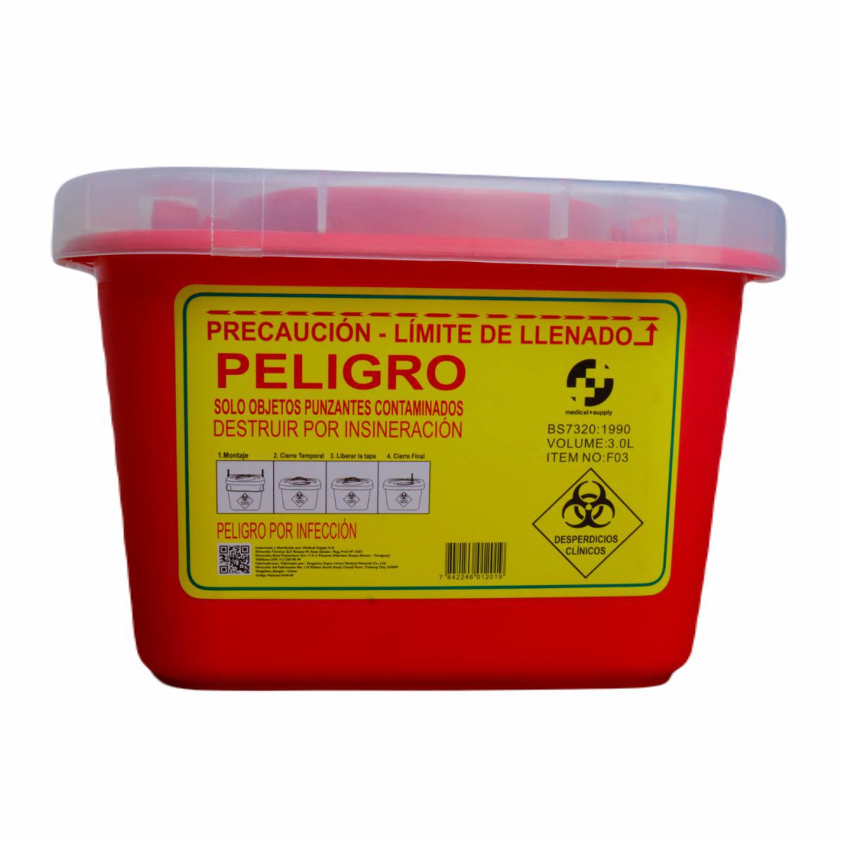 Contenedor para Objetos Punzantes - Unidad de 3 litro