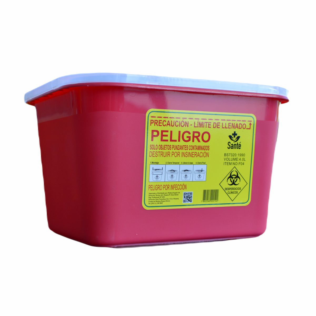 Contenedor para Objetos Punzantes - Unidad de 4 litro